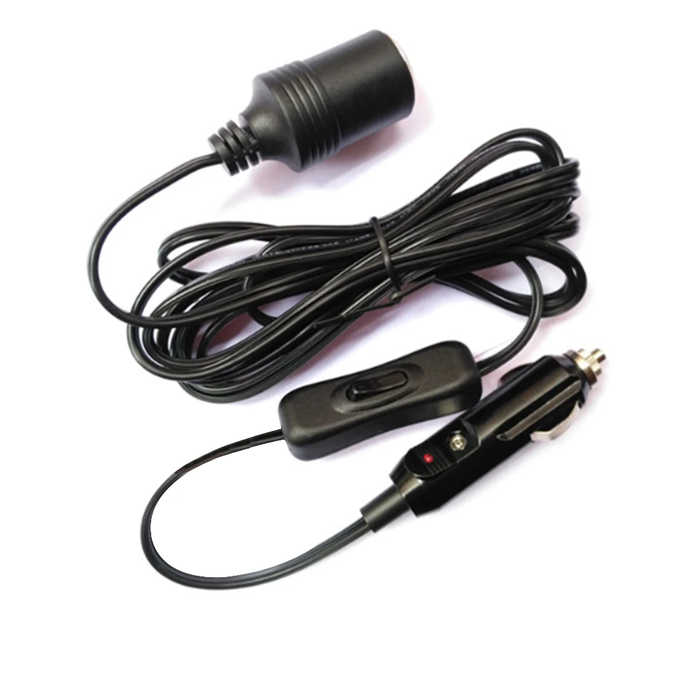 

3m Car Cigarette Lighter Extension Cable With Switch 12V 10A Car Cigarette Lighter Plug Socket Extension Wire Car Accessories