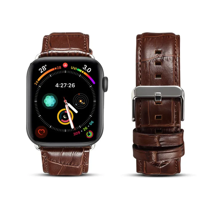 Correa de cuero genuino para Apple Iwatch 1/2/3/4, correa de cuero con patrón de cocodrilo para Iwatch