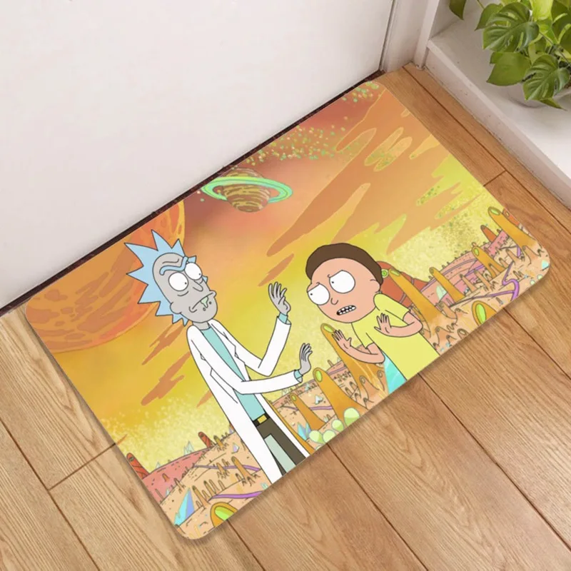 

Anime Rick Morty Floor Rug Doormat Square Carpet Room Bedroom Kitchen Living Room Non-slip Mat