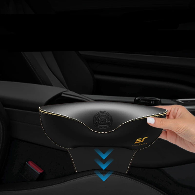 

Leather Car Slot Storage Seat Gap Filler Organizer Bag Multi-functional Front Seat Middle Box Side Pockets Phone Holder Black