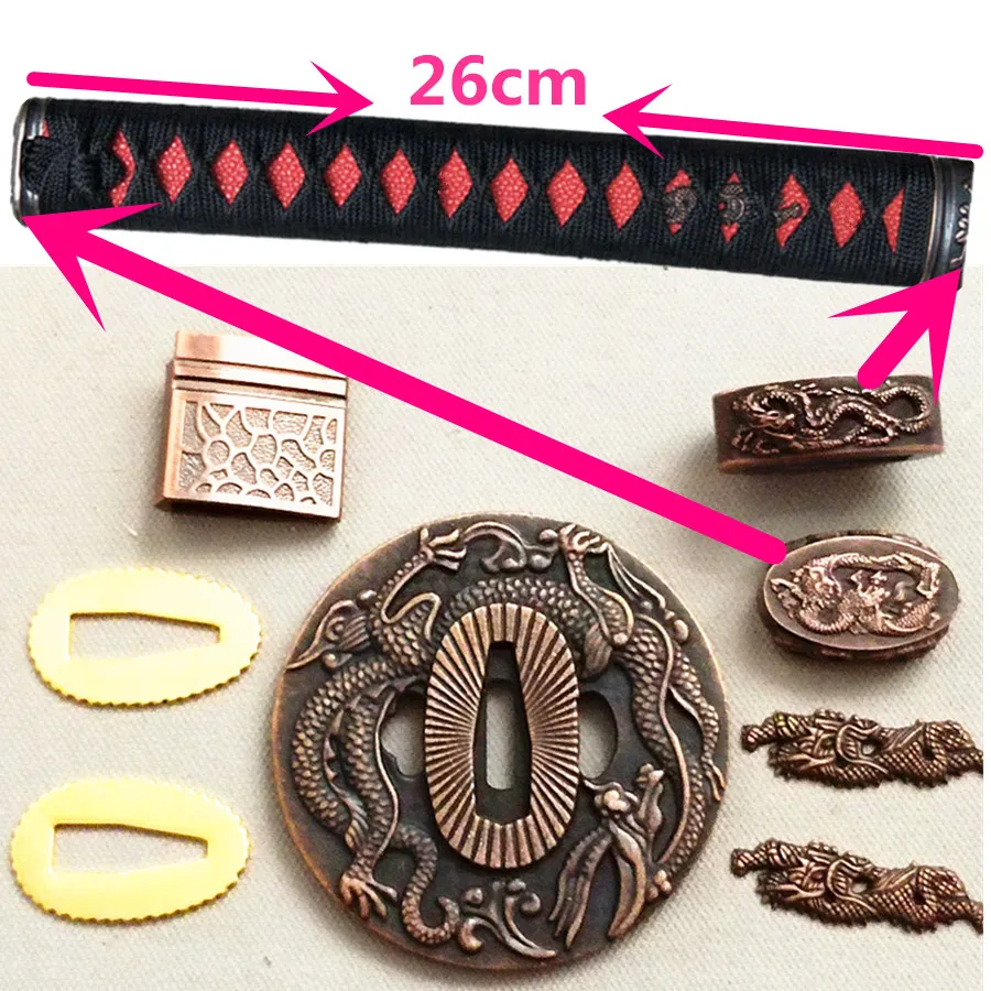 Набор меча Катаны с рукояткой Tsuka Tsuba + Menuki Fuchi КАШИРА Habaki Seppa для японской детской |
