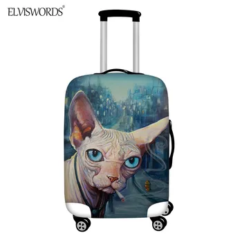 

ELVISWORDS Sphynx Cat Pattern Suitcase Protective Covers Apply to 18-32 Inch Elastic Zipper Travel Accessories Luggage Cover