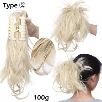 S-noilite High Temperature Fiber Hairpieces Long Wavy Synthetic Claw Clip Ponytail Hair Extensions for Women Black Brown 3