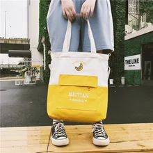 Новая стильная женская Холщовая Сумка с рисунком фруктов, школьная сумка для студентов, Большая вместительная сумка для покупок