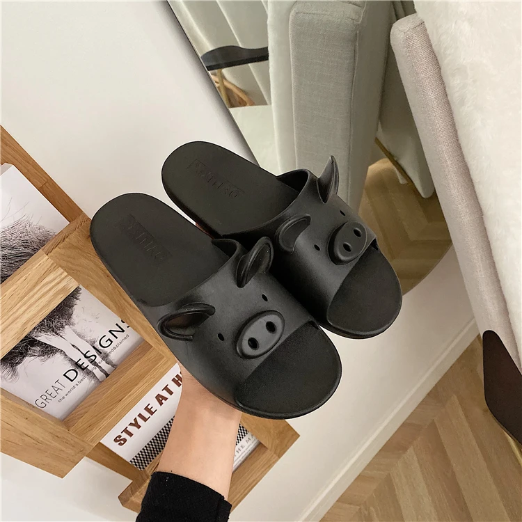 2020 New Men/ Women Cartoon Pig Slippers Female Summer Couple Cute Home Indoor Bath Non-slip Bath Room Sandals And Slippers