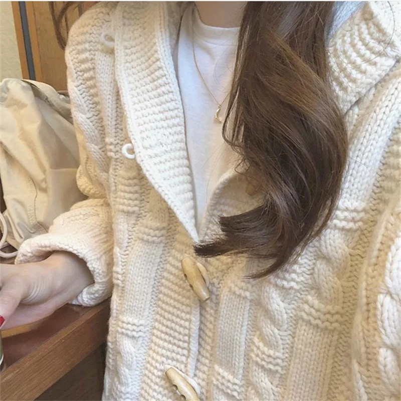 Woherb корейский Зимний женский вязаный свитер твист Винтаж Свободный длинный рукав кардиган пальто студенческий милый свитер Харадзюку