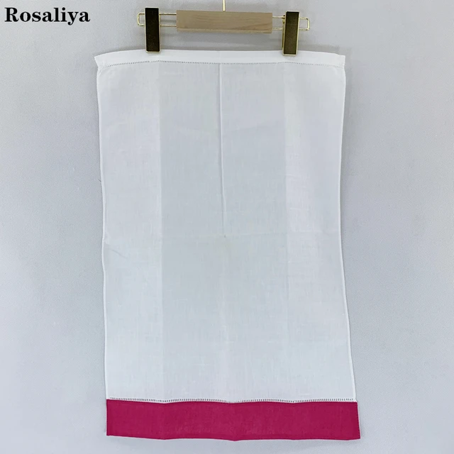 48 Dcs Törülközőfehérje Színes Szegélyű Ír Stílusú Vendég/Kéz Törülköző Hemstitch Szegélye 14X22 Hüvelyk. - Image 4