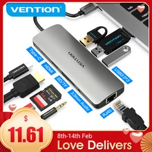 Vention thunderbolt 3 doca usb hub tipo c para hdmi usb3.0 rj45 adaptador para macbook samsung dex s10/s9/s8 huawei USB-C conversor
