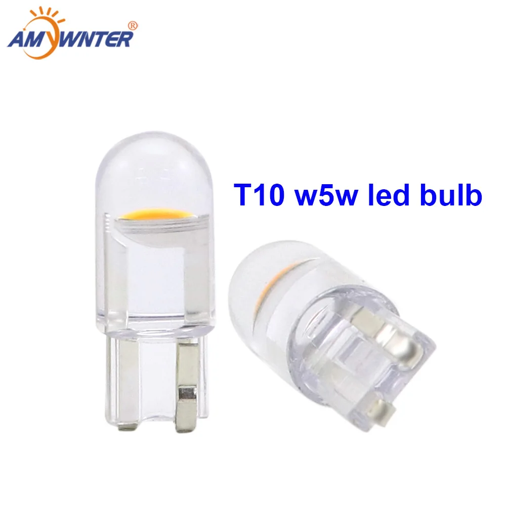 AMYWNTER 12V COB w5w Светодиодные Автомобильные T10 лампы для интерьера светильник чтения
