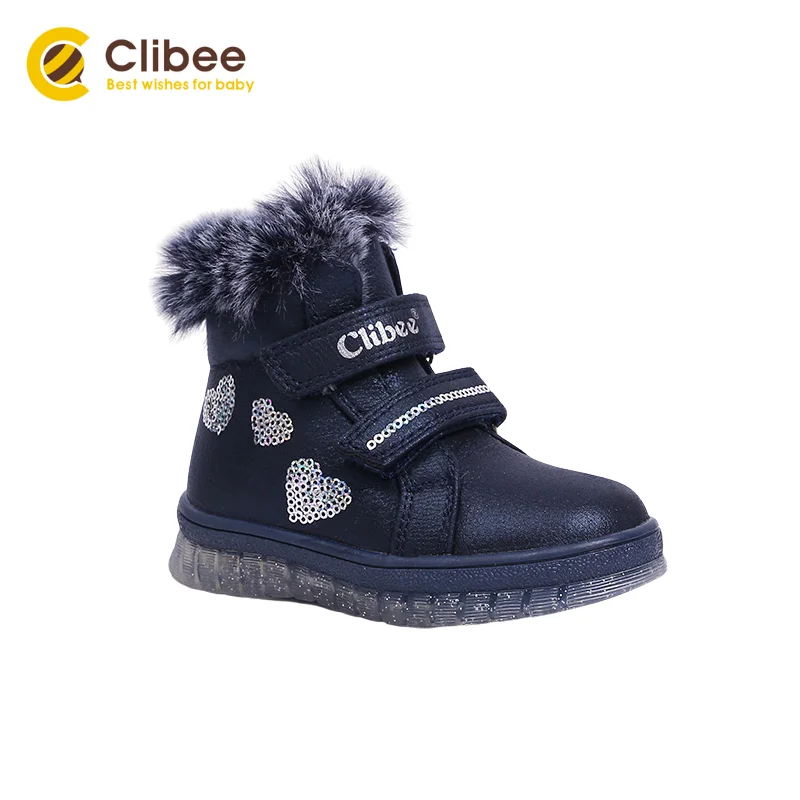 Повседневные кроссовки CLIBEE из искусственной кожи для девочек теплые зимние
