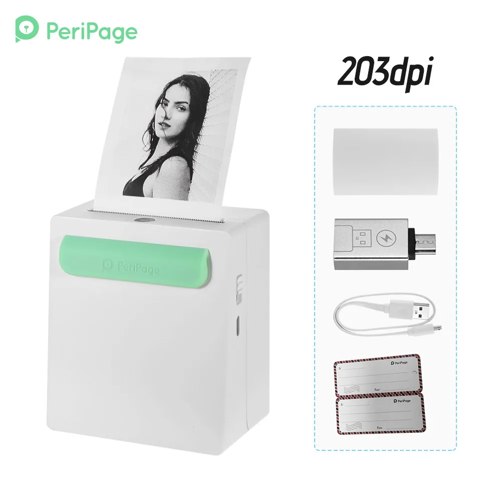 203DPI PeriPage A8 мини карманный беспроводной BT термальный фотопринтер power Bank функция Memo стикер AR принтер картинок для Android iOS - Цвет: 203DPI