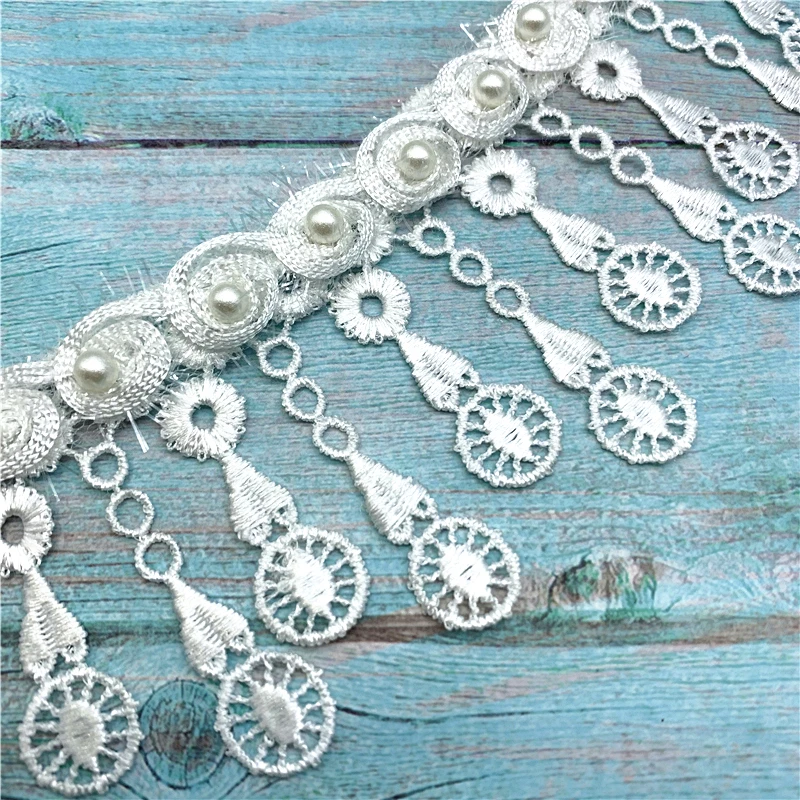 

1 Yard Vintage Tassels Pearls Trim Ribbon Cords for DIY Bracelet and Chocker Jewelry Making Sewing Craft Wedding Accessories