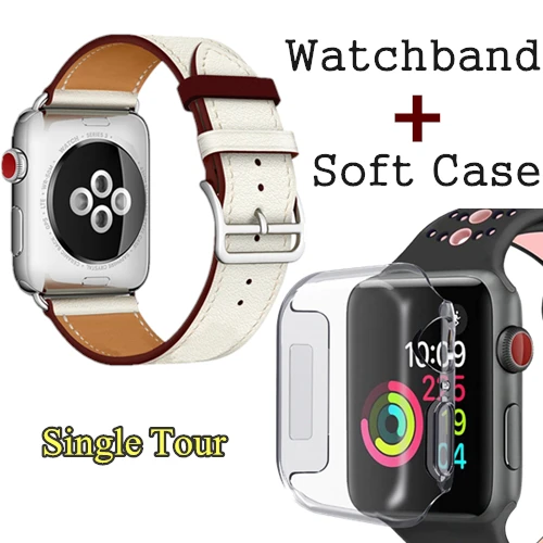 White Red Herm логотип Swift кожаный двойной тур часы ремешок для Apple Watch серии 5 4 3 2 1 44 мм 40 мм Замена для iWatch 42 мм 38 мм - Цвет ремешка: White Red