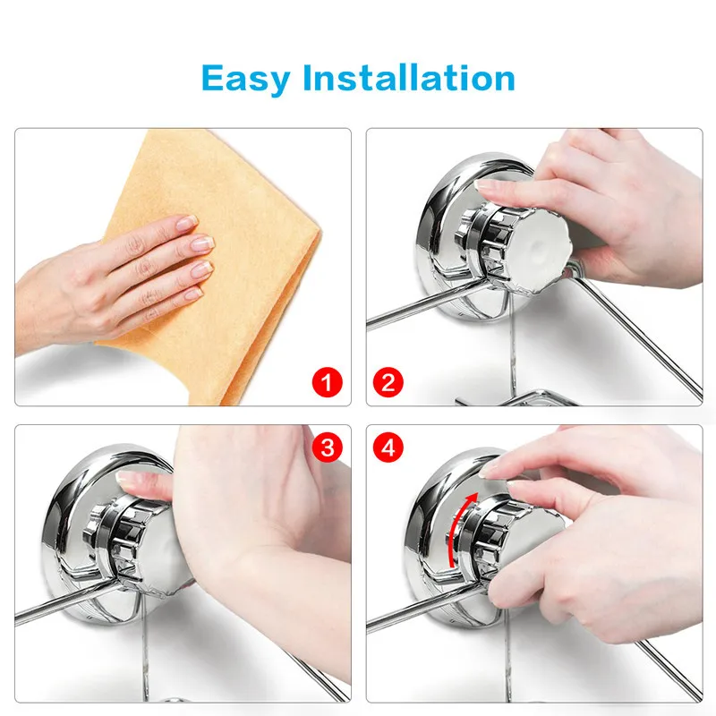Seemless Nailless Sucker Hook Bathroom Stainless Steel Hooks Storage Shelf Strong Spacious Suction Pressure Manufacturers Direct