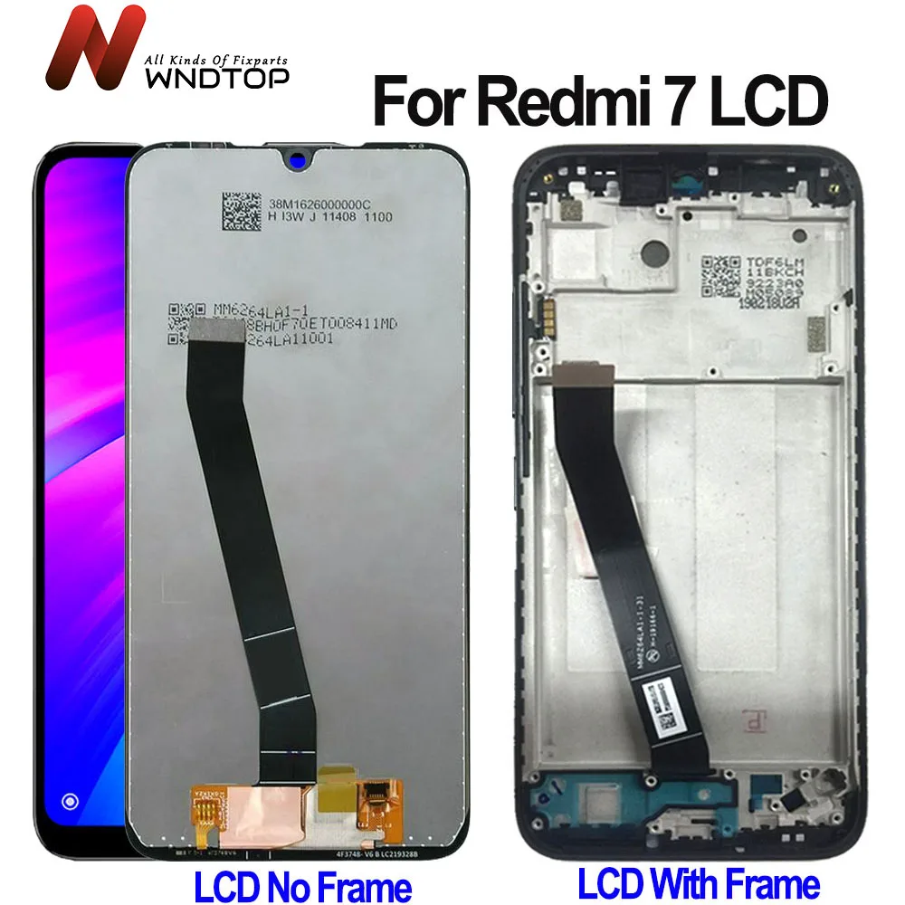 

ЖК-дисплей 6,26 дюйма для Xiaomi Redmi 7, ЖК-дисплей, сенсорный экран, дигитайзер в сборе для Redmi 7, ЖК-дисплей с рамкой, запасные части