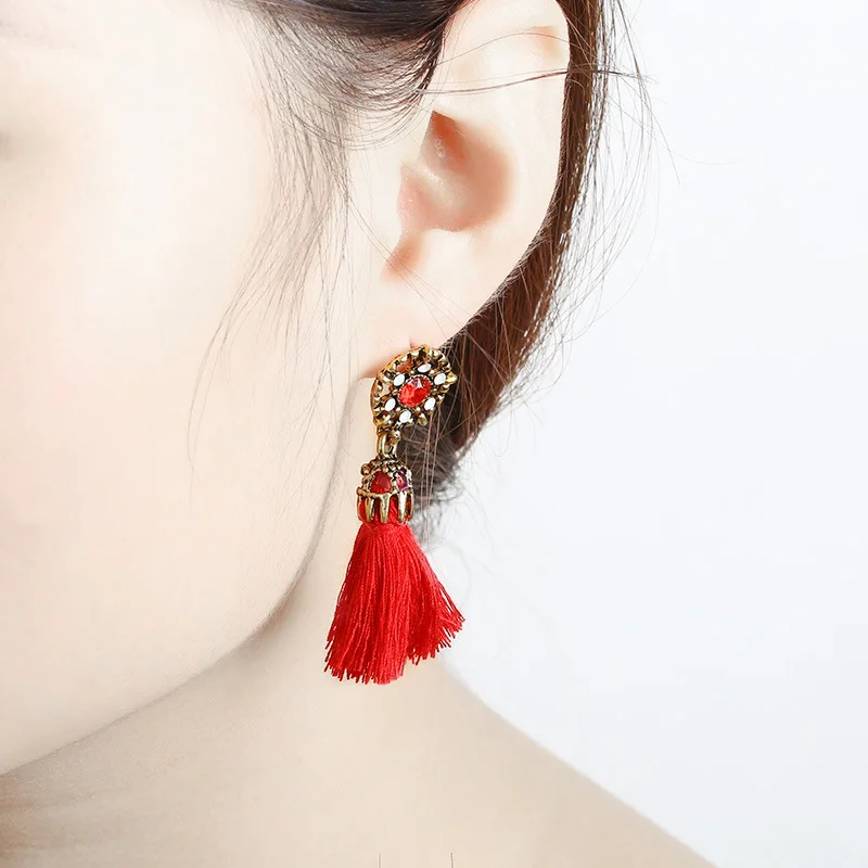 

Peixin European and American wild clear thread tassels elegant ladies earrings baroque earrings for women fashion jewelry