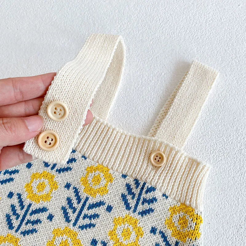 Autumn Baby Girls Knit Cardigan Flower Bodysuit Set