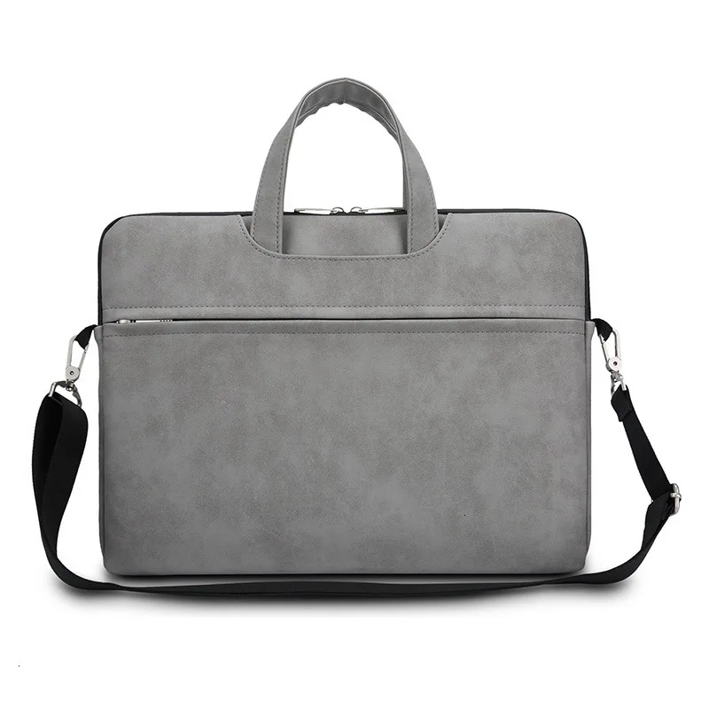 

PU Business Laptop Bag Shoulder Handbag Men Women Flat Storage Multi-functional Matte Briefcase