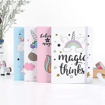 

1Pc Cartoon Unicorn Hard Cover Kawaii Pupils Notepad Notebook Office Stationery Cute School Supplies Random Style
