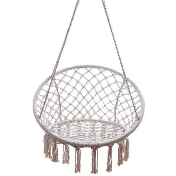 

Nordic Outdoor Hammocks europfine Indoor Cotton Woven Basket Tassel Swing hanging chair outdoor patio furniture swings
