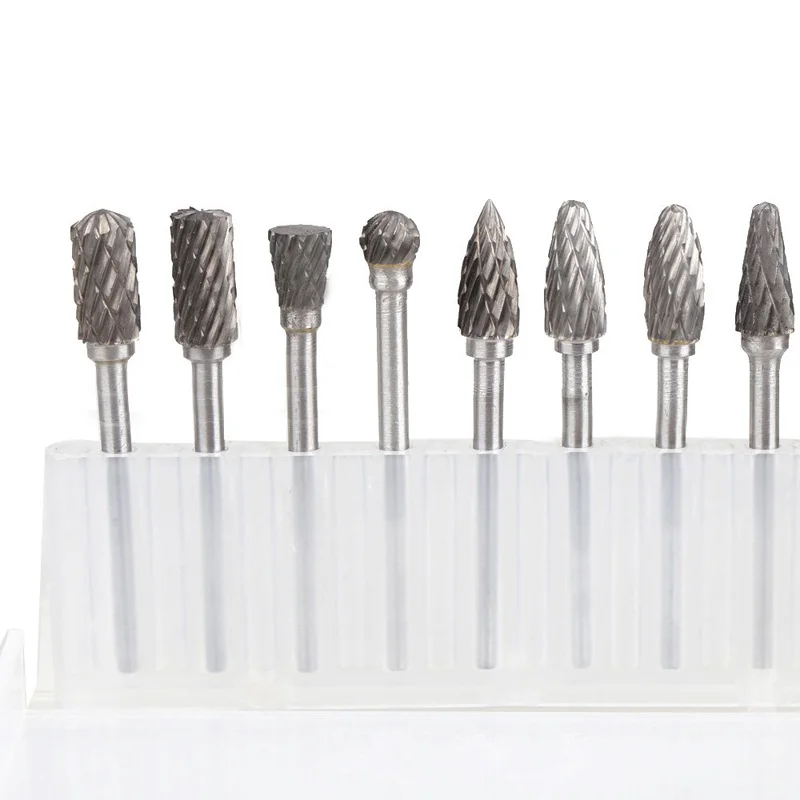6Pcs Aluminum Tungsten Carbide Rotary Burr 6mm 1//4/" Shank 10mm Cutting Dia im