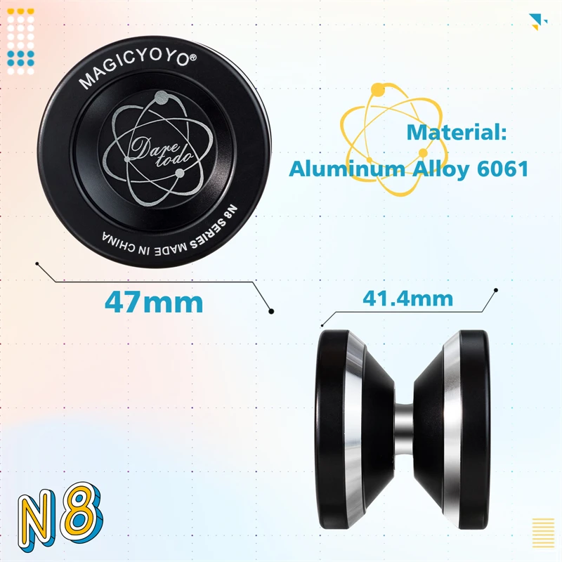 N8 Unresponsive Yoyo Aluminum Metal Undersized yoyo ball 5 Strings YoYo Bag Glove