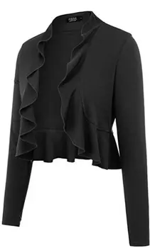 

Women Long Sleeve Coat Loose Turn-Down Collar Ruffled Long Sleeve Short Suit Cardigan Breathable and Comfortable.