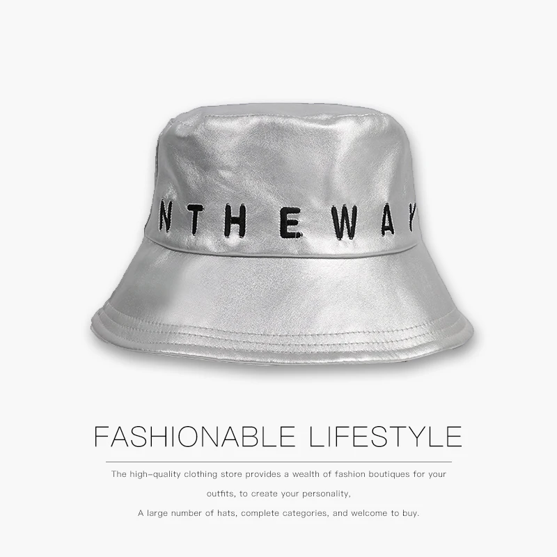 

Hat female PU leather fisherman hat autumn and winter Korean version of wild bucket hat student Japanese Harajuku style sunshade