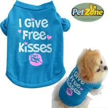 Летняя футболка-поло для питомцев, щенков, маленьких собак, кошек, домашних животных, жилет, футболка, я дарю Бесплатные поцелуи, pechera para perro, слоган, одежда для собак
