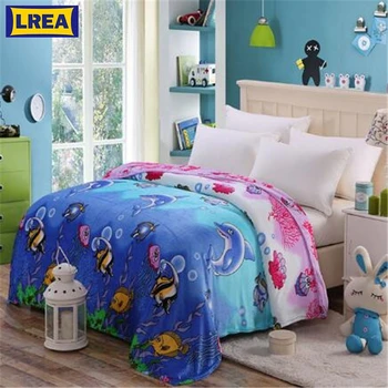 

LREA Home Textile Thin плед Cartoon sea world blankets for summer super warm soft throw on sofa/bed Children Sheet