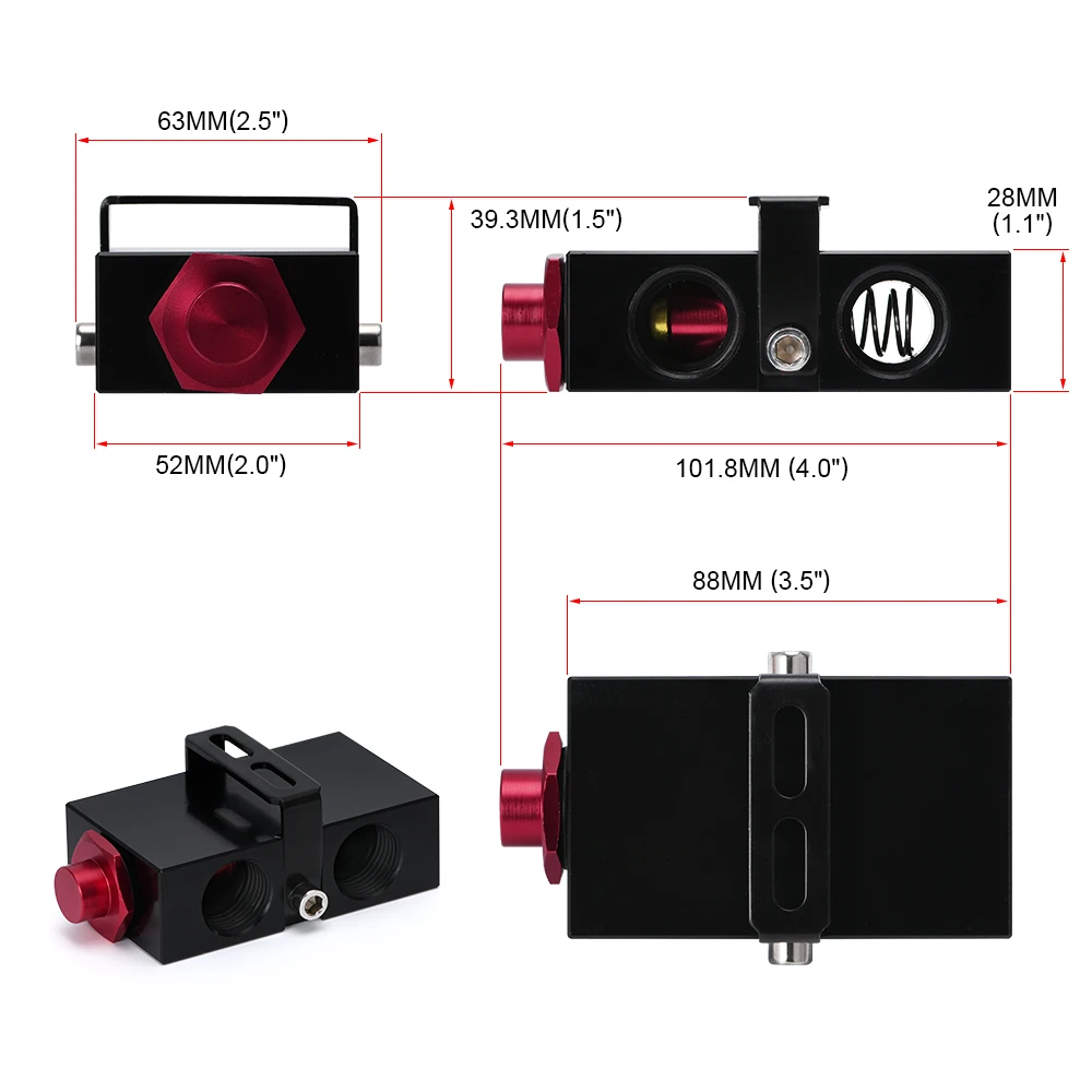 PQY-Oil Filter Sandwich Adaptor With In-Line Oil Thermostat AN10 fitting Sandwich Adapter PQY5672BK