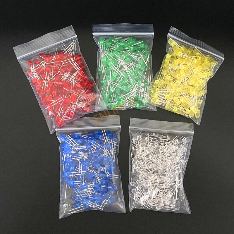 100pcs 5mm LED Diode 5 mm Assorted Kit White Green Red Blue Yellow Orange Pink Purple Warm white DIY Light Emitting Diode