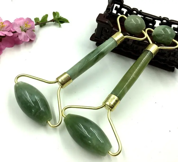 

Double Green Jade Roller Facial Roller Face Massager Slimming Face Neck lift masajeador Facial Massage Stone Beauty Health Care