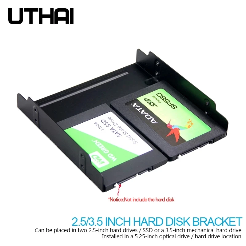 Uthai G17 Ssd Hdd Da 2.5/3.5 Pollici A 5.25 Pollici Floppy-Drive Ssd Staffa Per Disco Rigido Adattatore Per Convertitore Di Dischi Rigidi In Metallo C