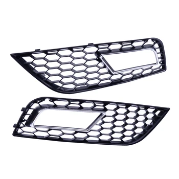 

8K0807681K 8K0807682K 1 Pair of Silver Honey-comb Front Bumper Fog Light Grille fit for AUDI A4 B8.5 RS4 STYLE 2013-2015 2016
