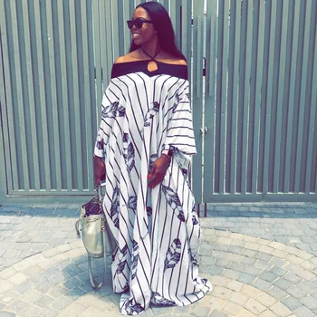 

African Dresses For Women New Fashion Women's Clothing O-Neck Off The Shoulder Long Sleeved Special Long Maxi Dress