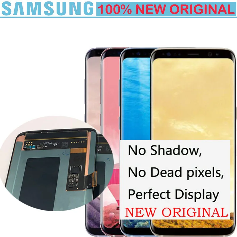 Оригинальный размер без тени Новый OEM Super AMOLED ЖК-дисплей экран для Samsung S8 + Plus G955 G9550