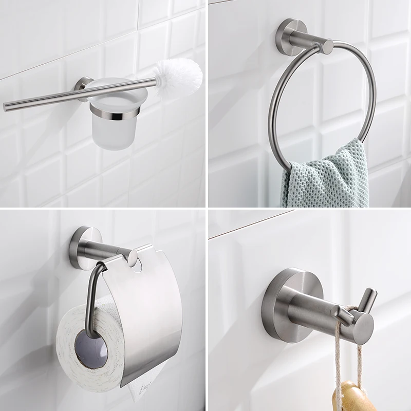 Handtuchring Aus Gebürstetem Edelstahl, Modernes Badezimmer-Wand-Wc, Zahnbürsten, Aufhänger, Papierhaken Mit Griff, Badezimmer-Hardware-Set