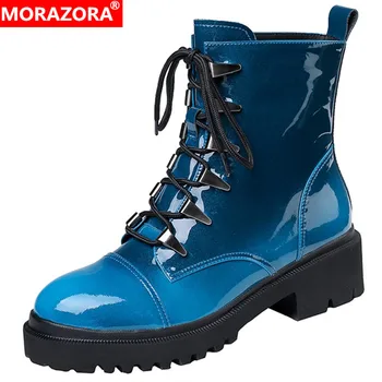 

MORAZORA 2020 top quality women ankle boots round toe Gradient autumn winter Motorcycle Boots low heels casual shoes woman