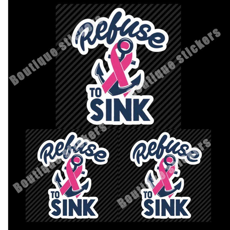 

3X Rejection Sink Sticker Die-cut Vinyl Anchor Pink Ribbon Hot-selling Decals Practical and High-quality Remind Everyone