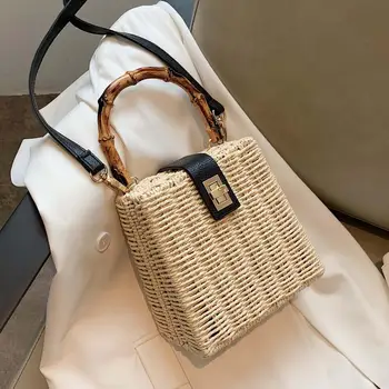 

Small Weave Tote Bag 2020 Summer New Quality Sraw Women's Designer Handbag Beach Travel Shoulder Messenger Bag Luxury Hand Bag