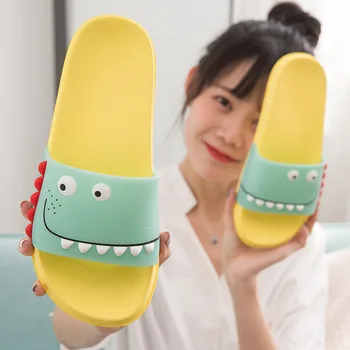 

Cartoon Monster Slippers Non Slip Fretwork Indoor Soft PVC Bathroom Shower Slides Ladies Home Shoes Zapatos De Mujer
