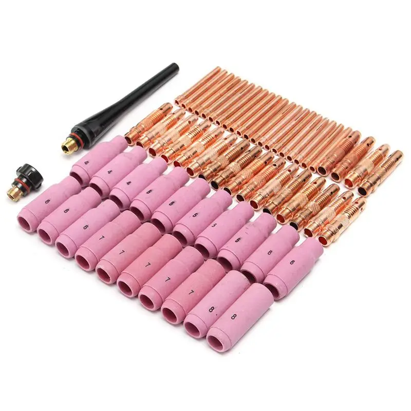 1 Set 62Pcs Tig Welding Torch Ceramic Copper Nozzle Pyrex Cup For