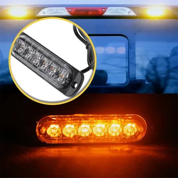

4 pcs 6 LED 12V-24V Flash Strobe Emergency Warning Light For Car Auto Truck SUV Motorcycle Side Strobe Warning Flashing Lights