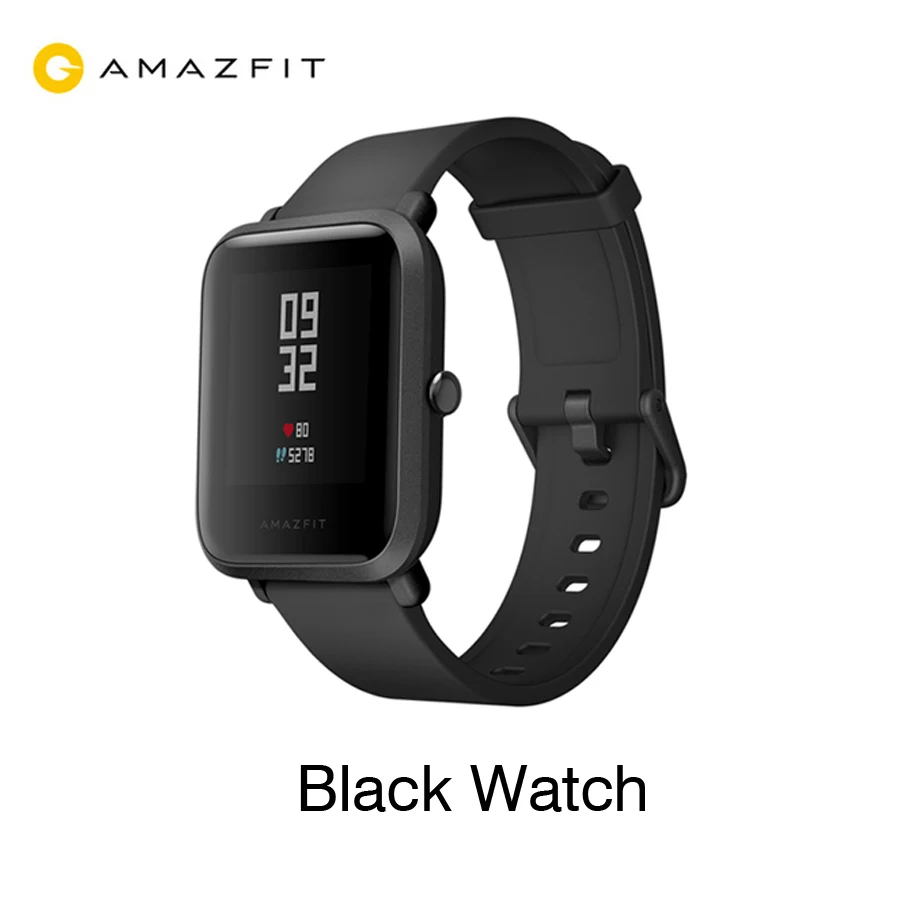 Английская версия] Xiaomi Amazfit Bip Смарт часы Huami gps Smartwatch Bluetooth 4,0 Пульс 45 дней батарея IP68 - Цвет: Black