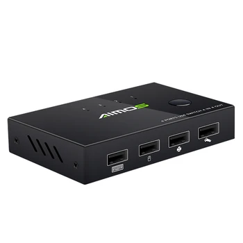 

Home Office For Printer Metal Sharing Keyboard Mouse KVM Switch Box 4 In 4 Out Plug And Play Selector Professional Hub Adapter