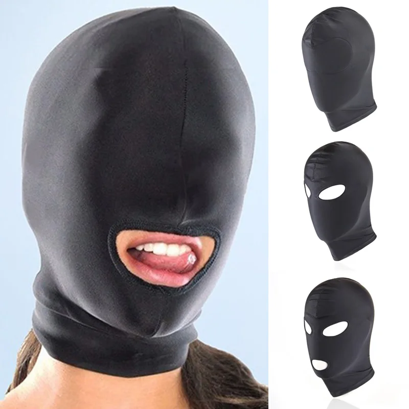 New BDSM Sexy Toy 1/2/3 Hole Men Women Adult Spandex Balaclava Open Mouth Face Eye Head Sex Mask Costume Slave Game Role Play