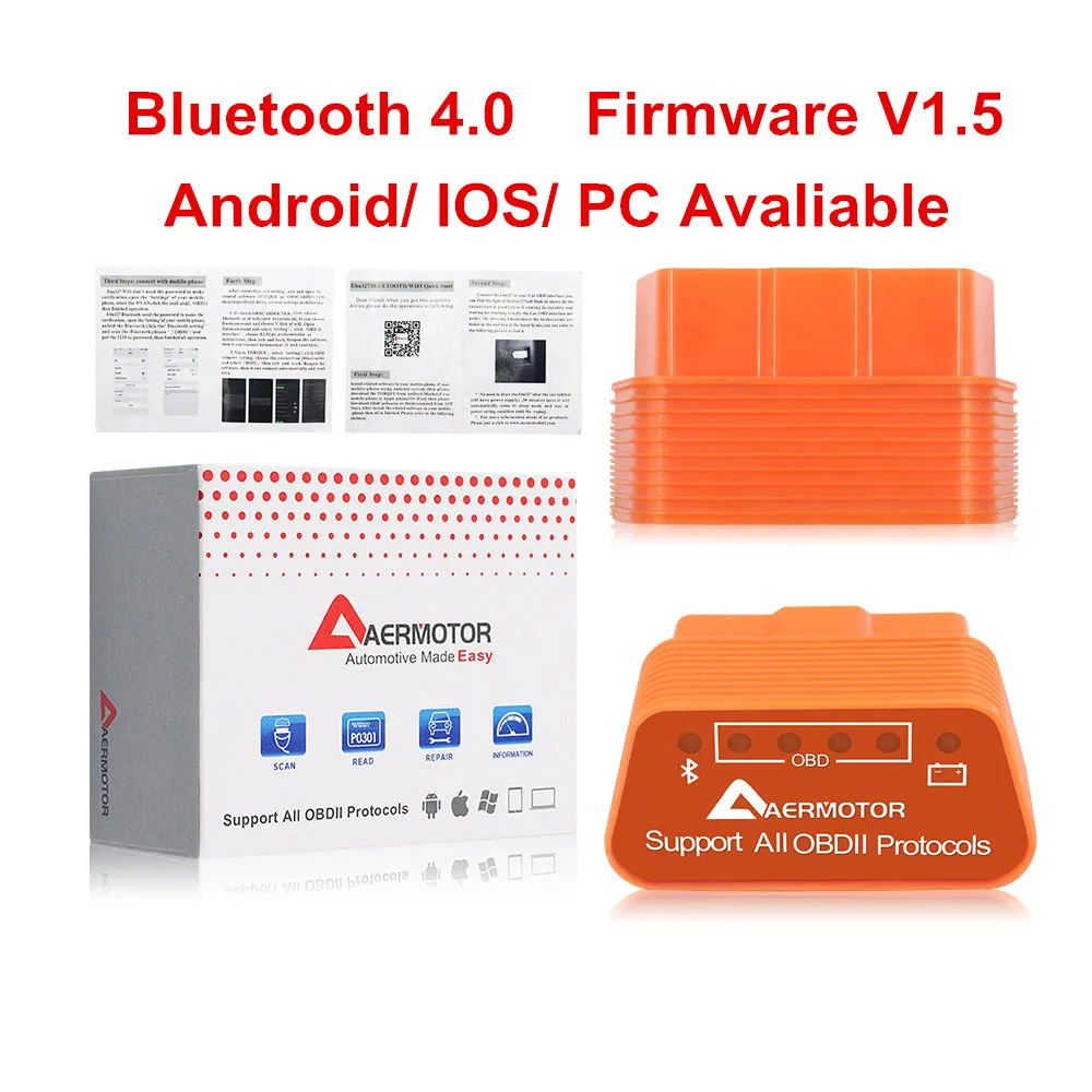 ELM327 V1.5 OBD2 сканер ELM 327 Bluetooth V2.1/1 5 автомобильный диагностический инструмент OBDII 4 0 OBD