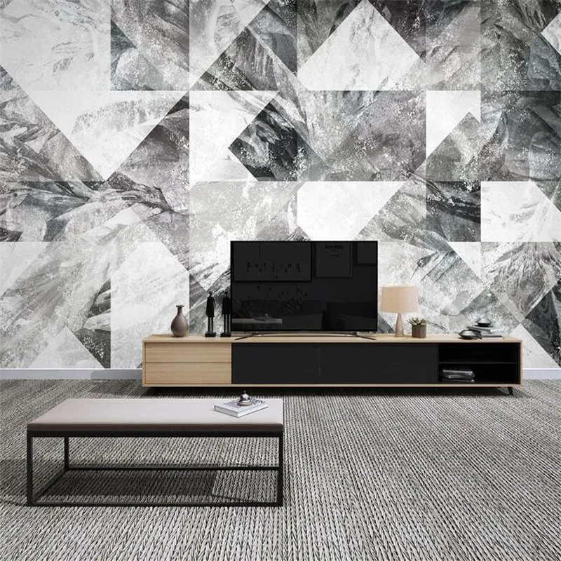Large 3D wallpaper mural custom modern abstract geometric microcrystalline living room TV background wallpaper mural