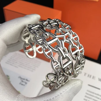 

Hot Brand Pure 925 Sterling Silver Jewelry Oval Lock Cross Silver Bangle Horseshoe Cuff Bangle Wedding Jewelry Big Cuff Bangle